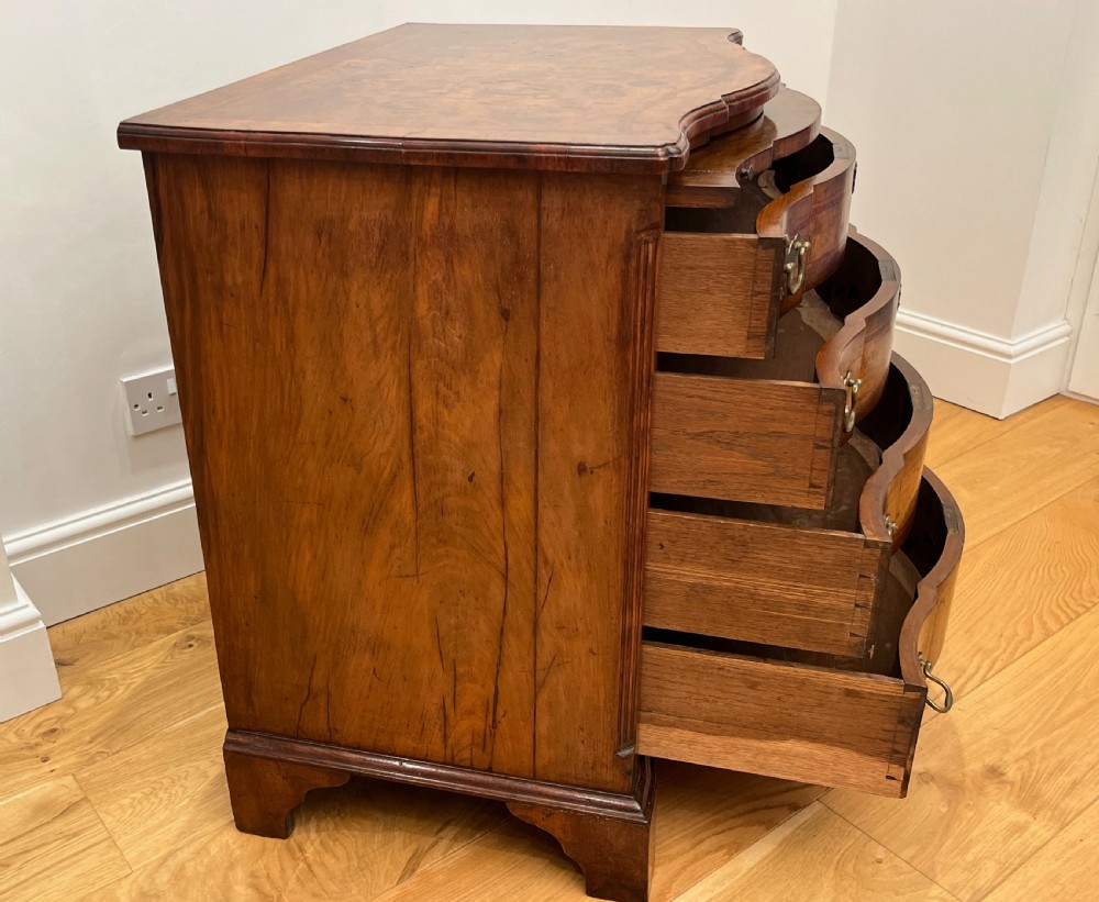 Burr Walnut Serpentine Bachelors Chest View X
