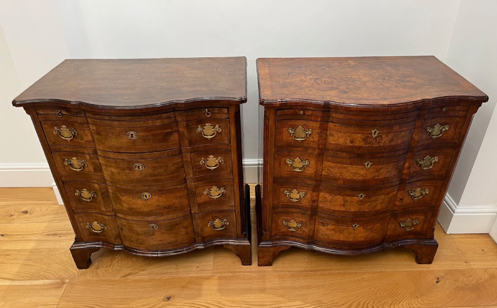 Burr Walnut Serpentine Bachelors Chest View XIII