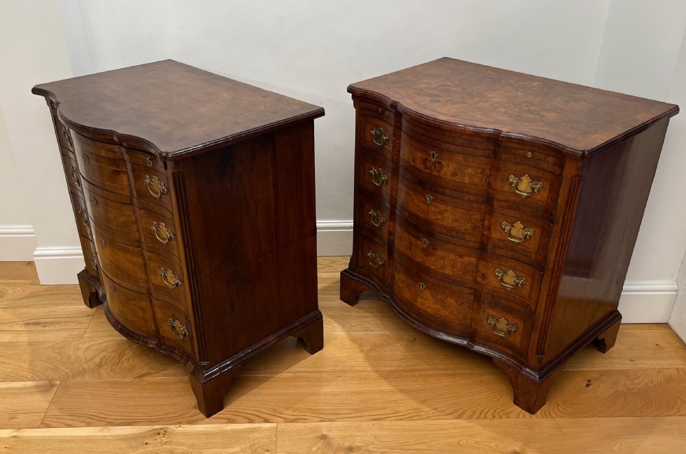 Burr Walnut Serpentine Bachelors Chest View XIV