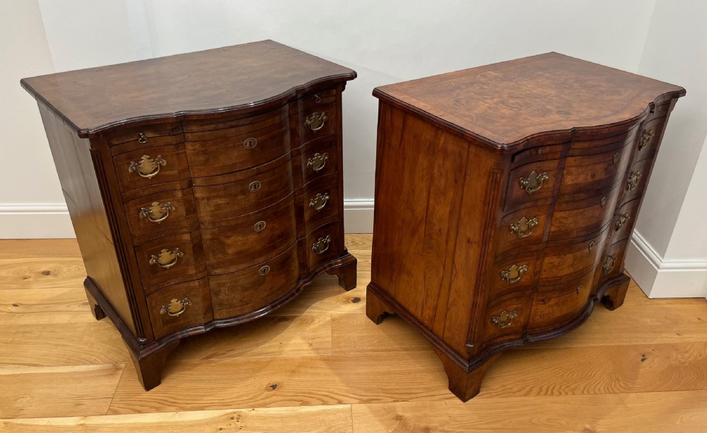 Burr Walnut Serpentine Bachelors Chest View XV