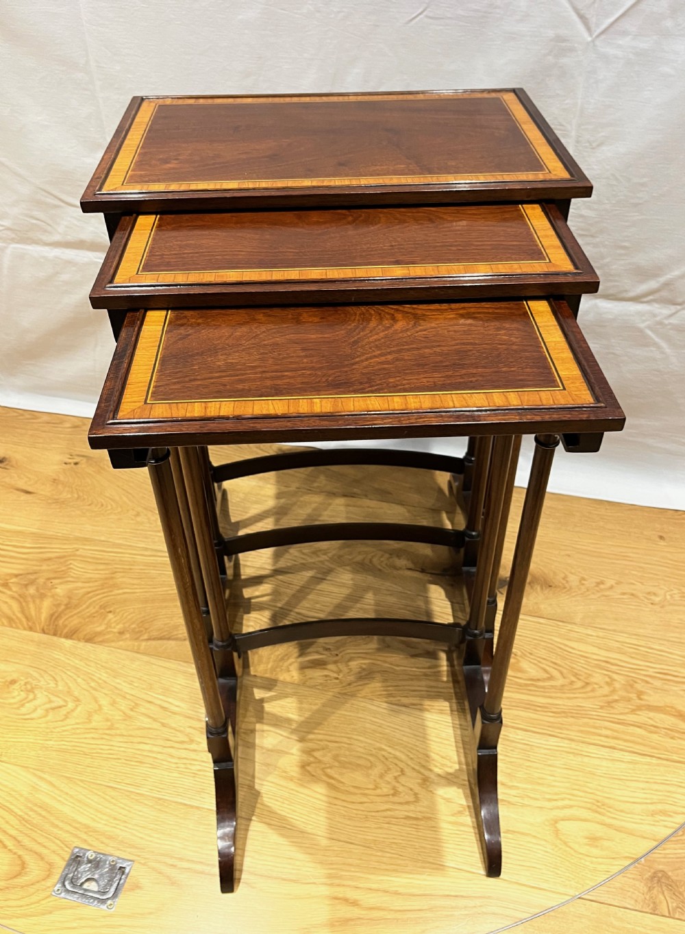 Nest of 4 Inlaid Mahogany Tables View X