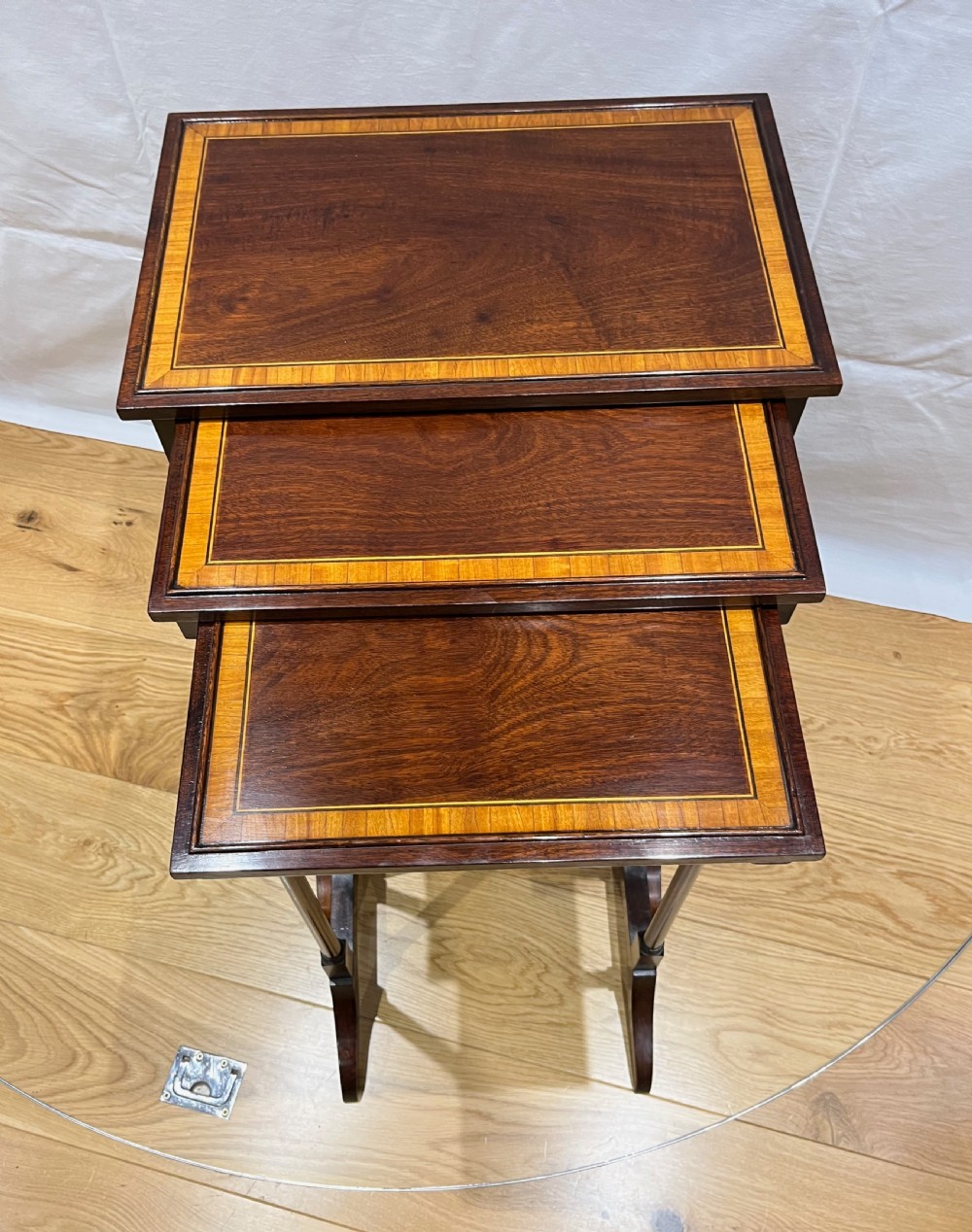 Nest of 4 Inlaid Mahogany Tables View XI