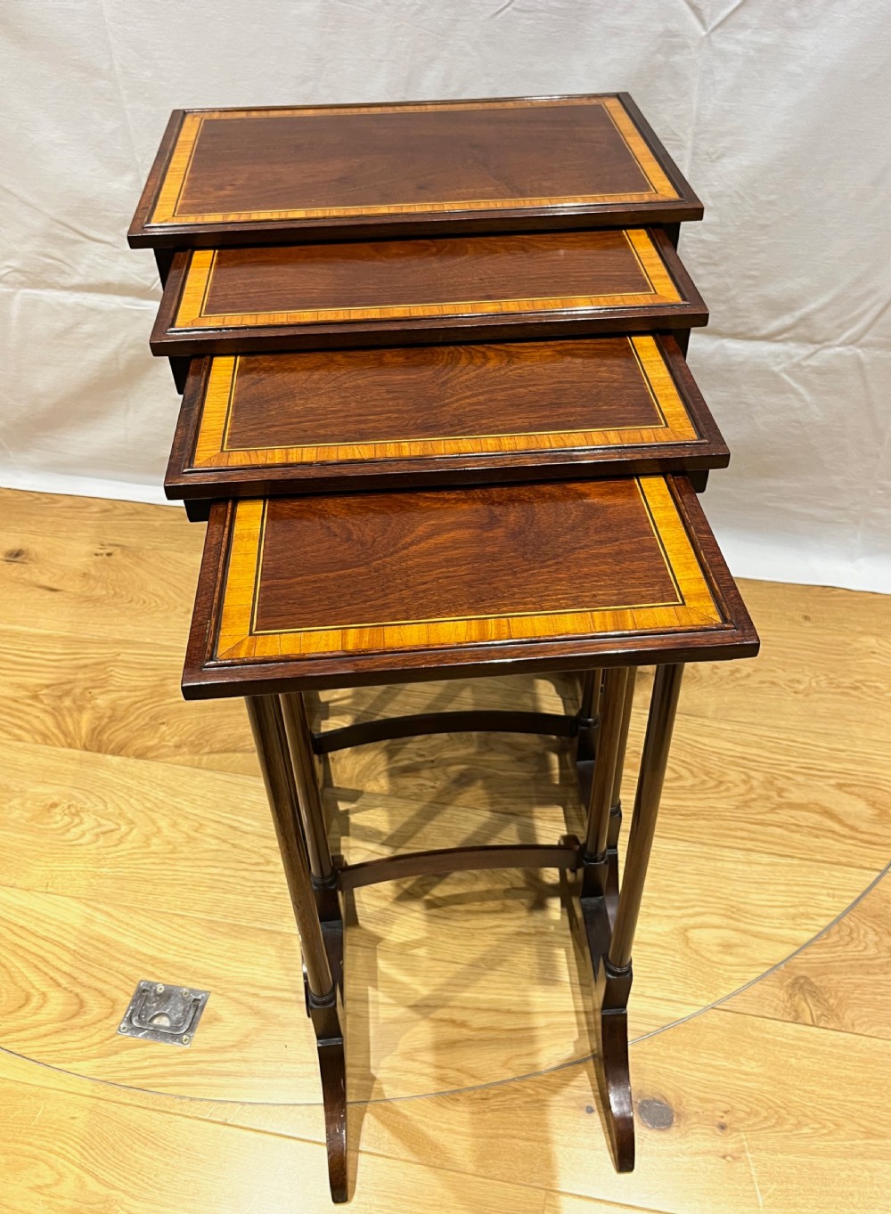 Nest of 4 Inlaid Mahogany Tables View XII