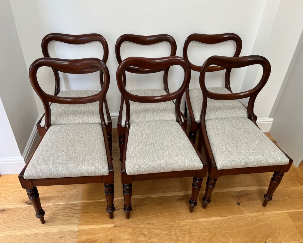 Set of Six Mahogany Balloon Back Dining Chairs
