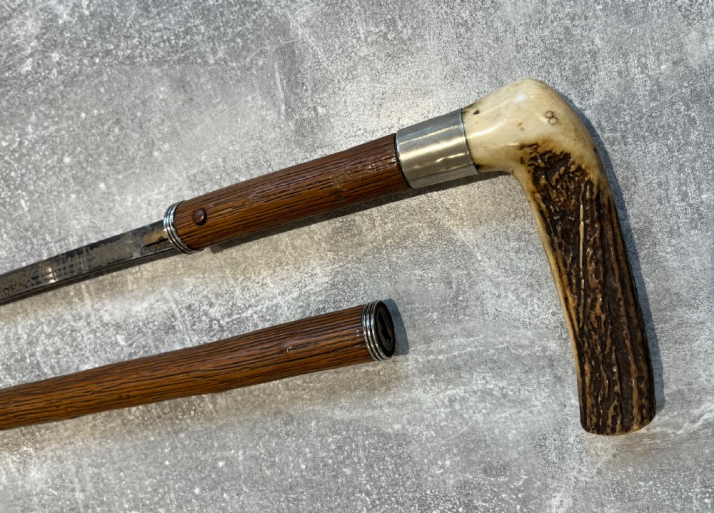 Stag Horn Handled Sword Stick with Toledo Blade