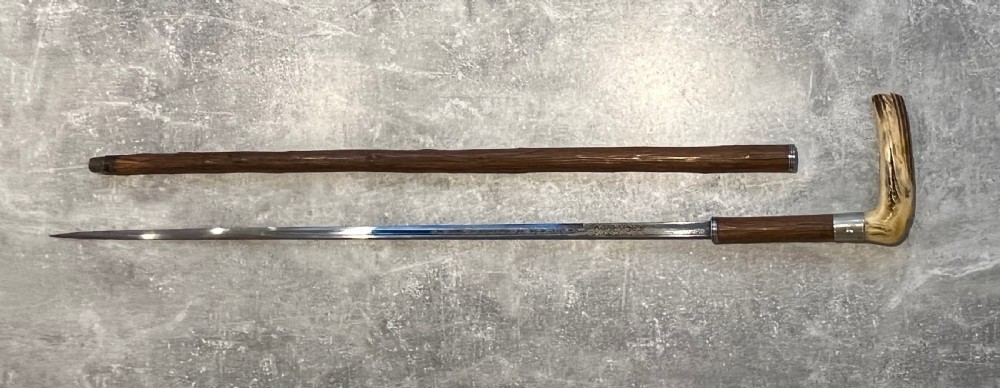 Stag Horn Handled Sword Stick with Toledo Blade View XV