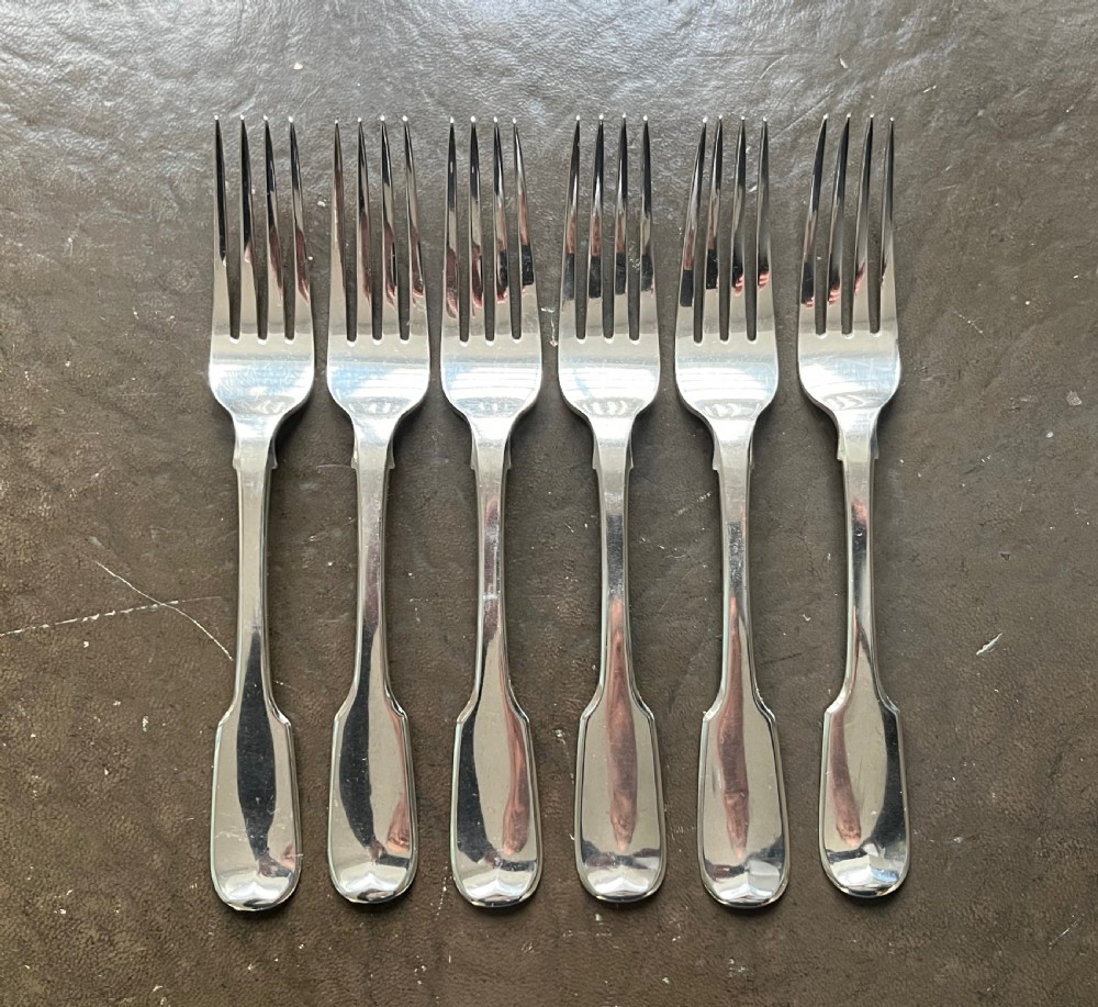 6 Silver Dinner Forks, London 1827.