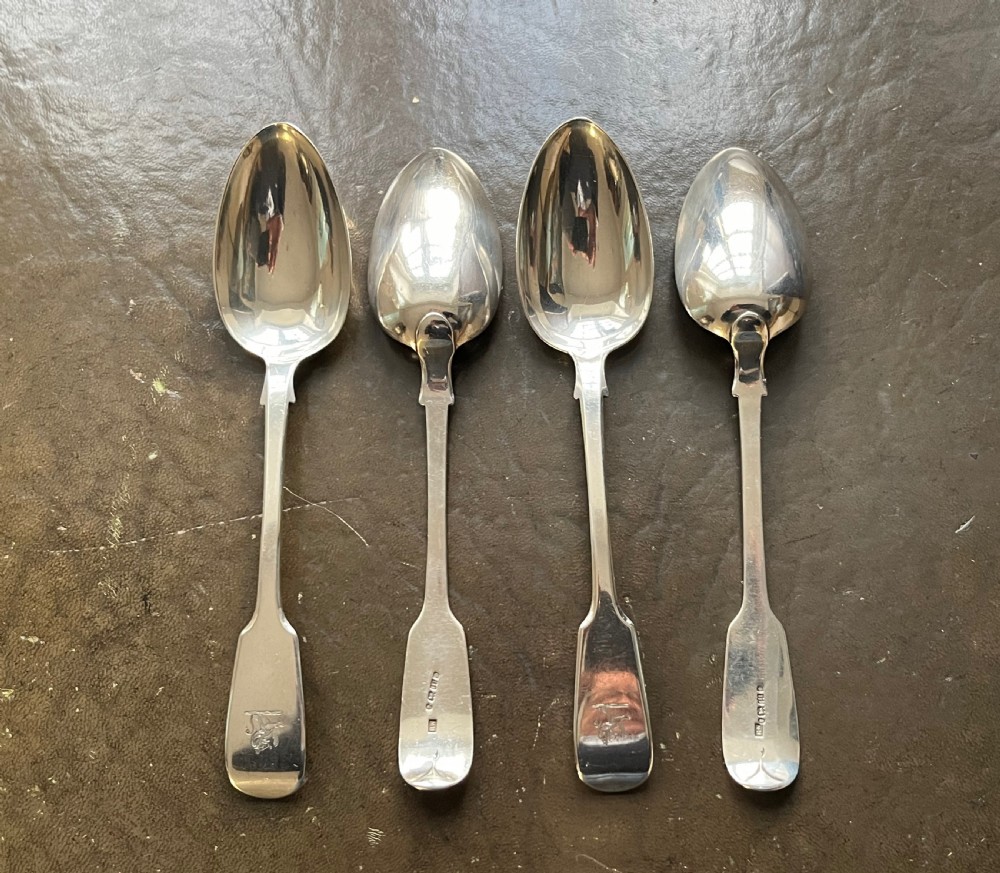 4 Silver Soup or Serving Spoons, Exeter 1844 View V