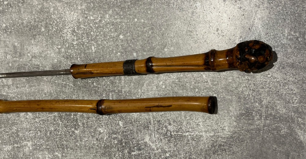 Asian Bamboo Sword Stick Cane View IX