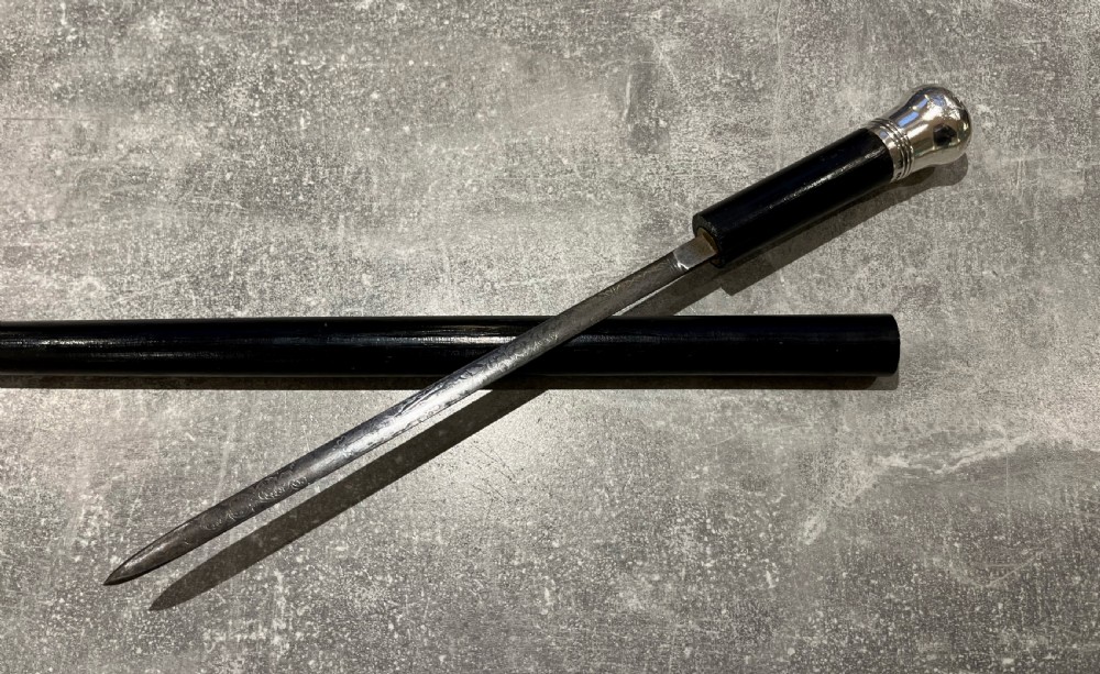 Silver Topped Sword Stick by Brigg of London 1886