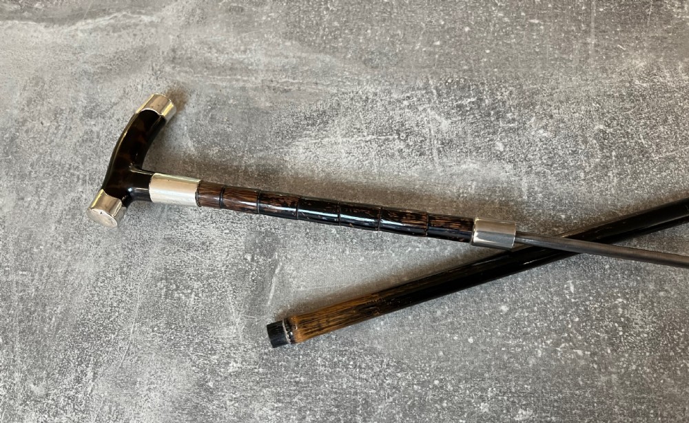 Silver Mounted Sword Stick with Tortoiseshell Handle View V
