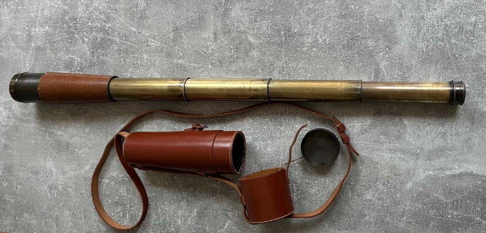 Four Draw Brass Telescope by JH Steward with Case