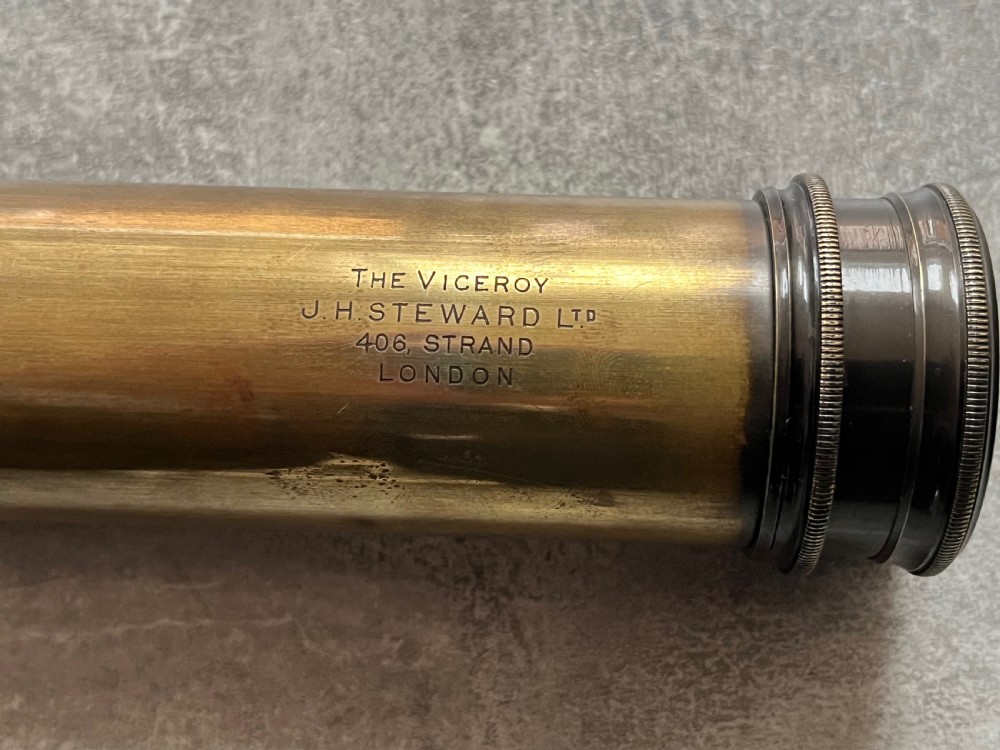Four Draw Brass Telescope by JH Steward with Case View V