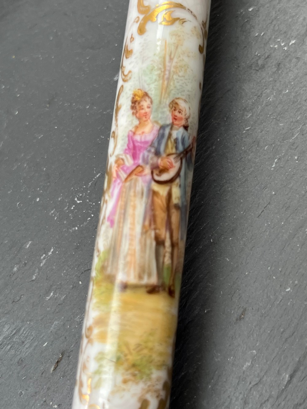 Rare Porcelain Handled Gilt Mounted Bamboo Sword Stick View VI