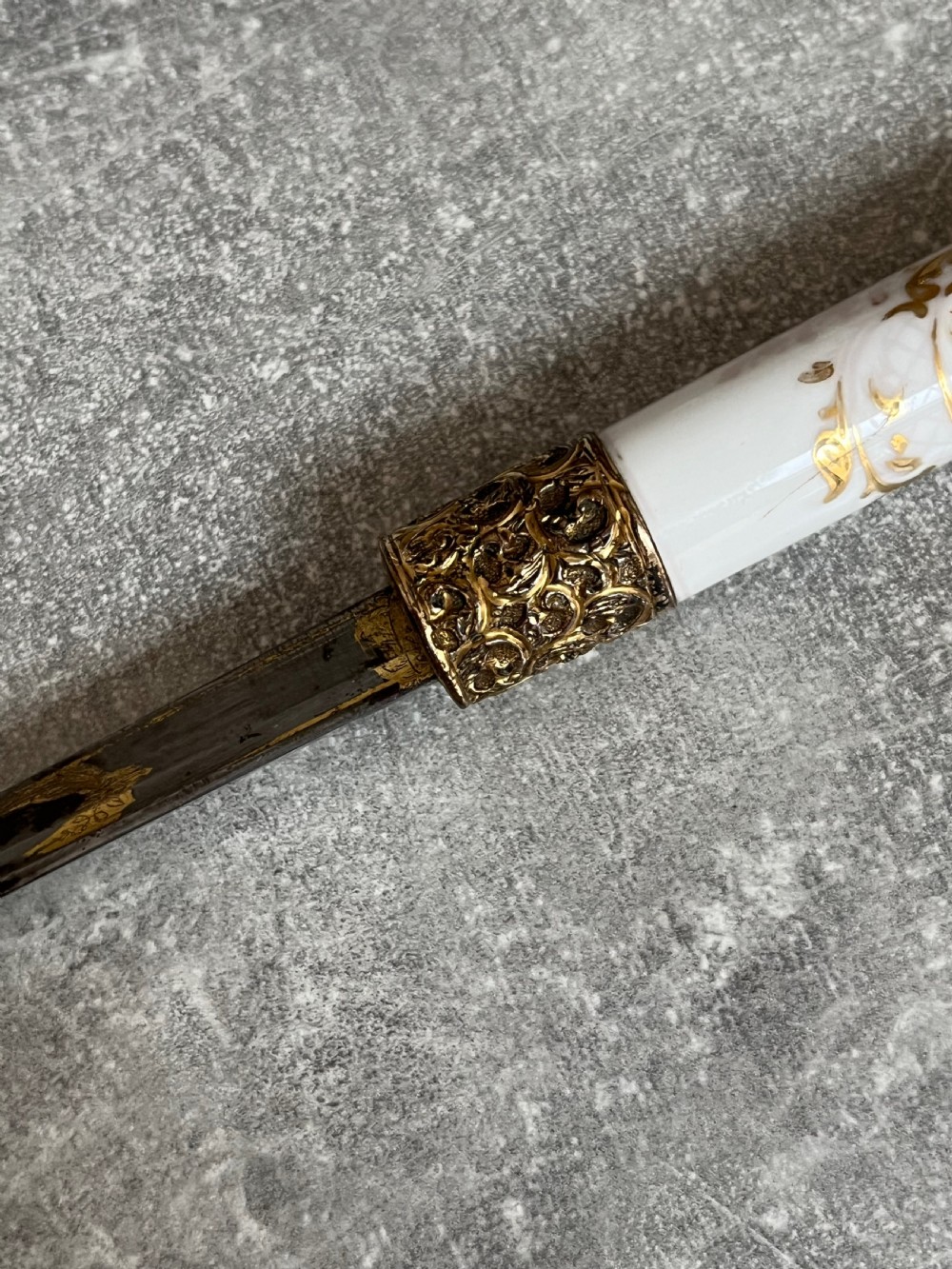 Rare Porcelain Handled Gilt Mounted Bamboo Sword Stick View VIII