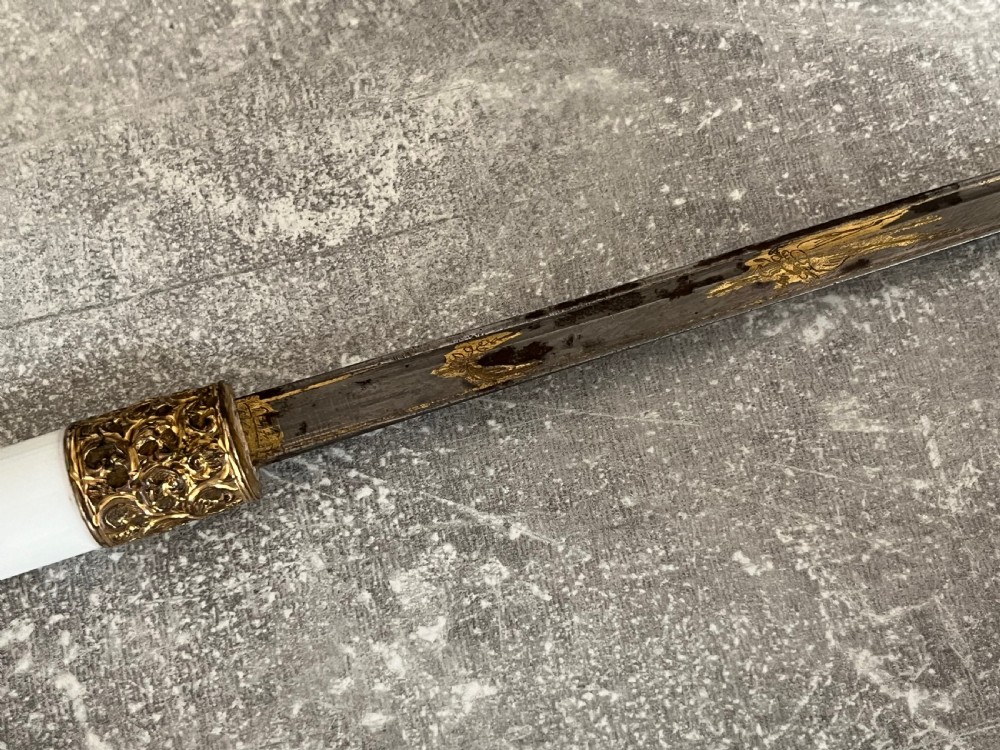 Rare Porcelain Handled Gilt Mounted Bamboo Sword Stick View IX