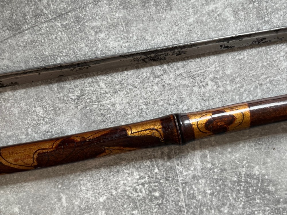 Rare Porcelain Handled Gilt Mounted Bamboo Sword Stick View XI