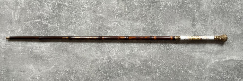 Rare Porcelain Handled Gilt Mounted Bamboo Sword Stick View XV