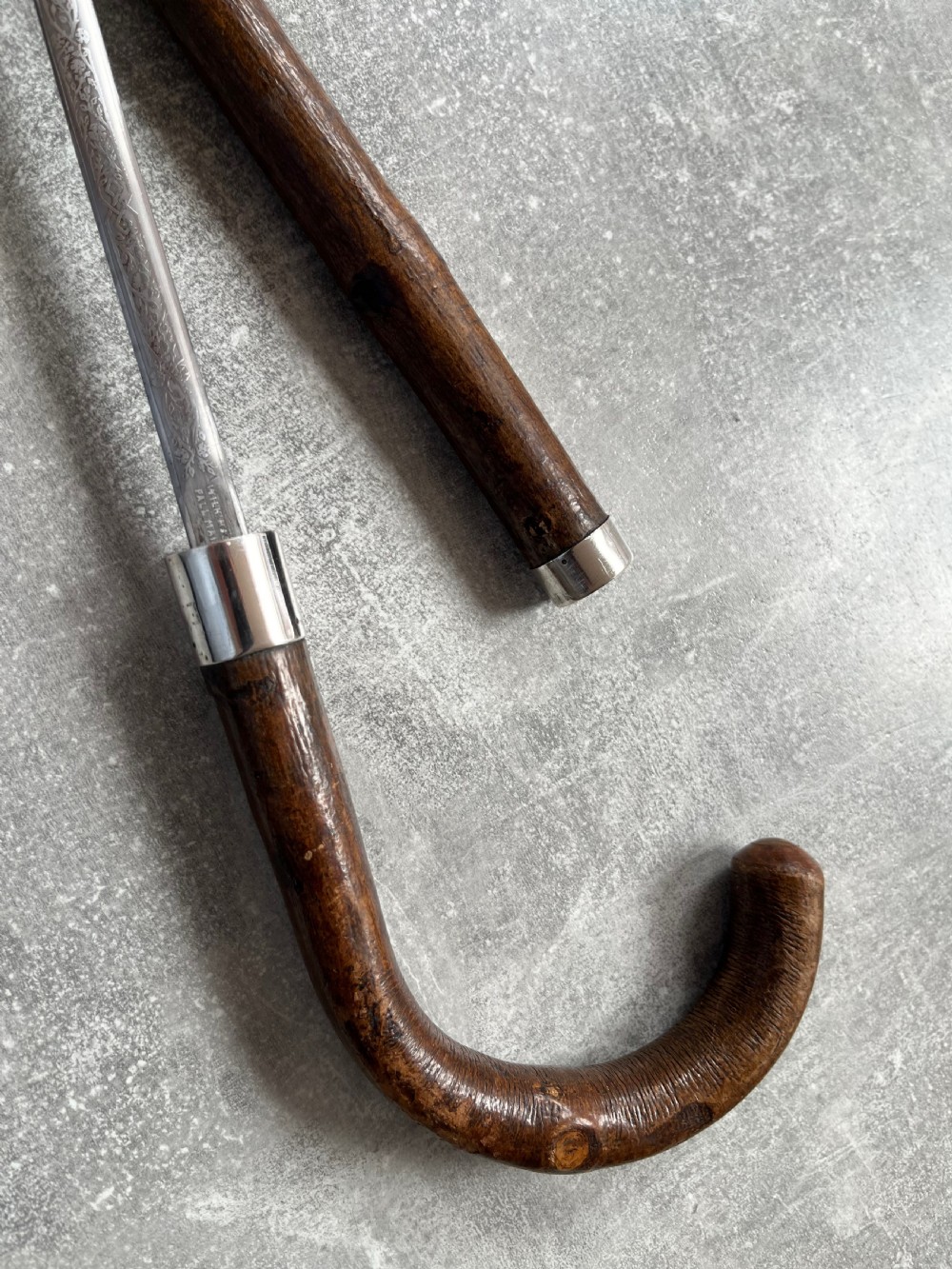 Crook Handled Chestnut Sword Stick With Wilkinson Blade View XII