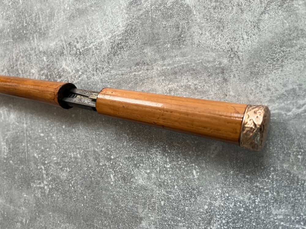 Rare Malacca Sword Stick with a Toledo Blade and Quillons View III