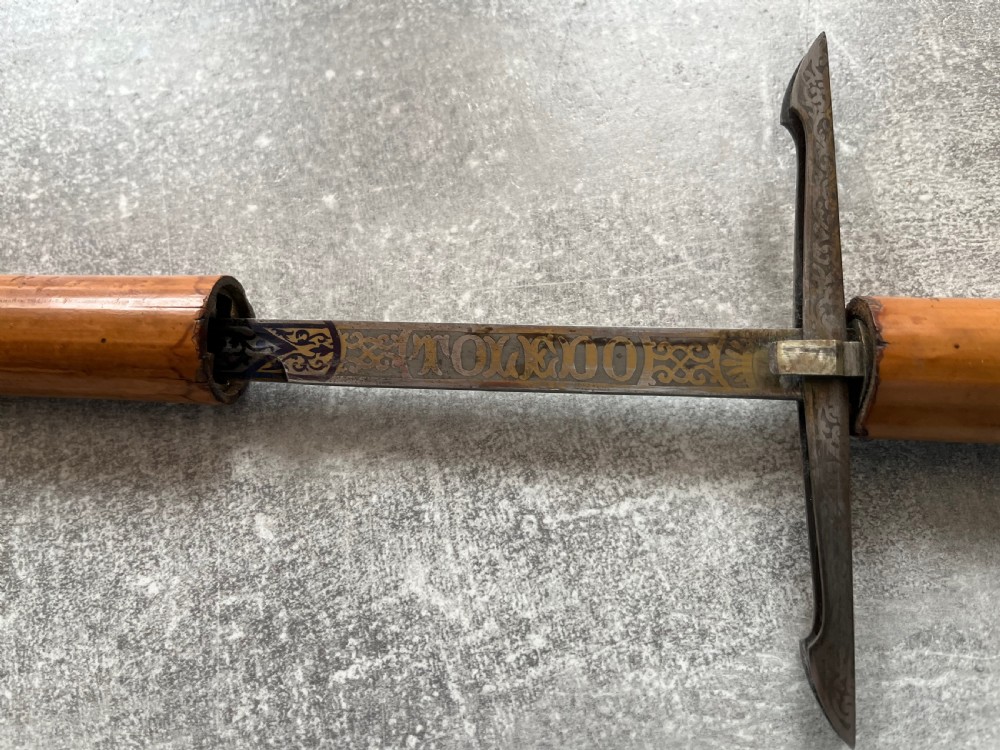 Rare Malacca Sword Stick with a Toledo Blade and Quillons View V