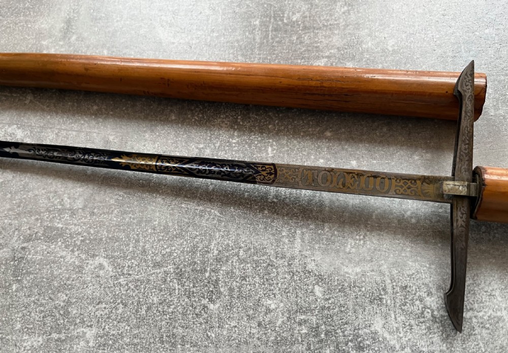Rare Malacca Sword Stick with a Toledo Blade and Quillons View VI