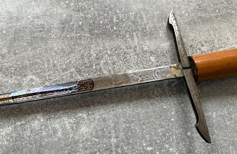 Rare Malacca Sword Stick with a Toledo Blade and Quillons View IX