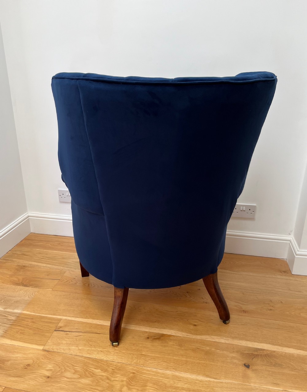 Restored & Re-upholstered Barrel Back Armchair & Stool View IV