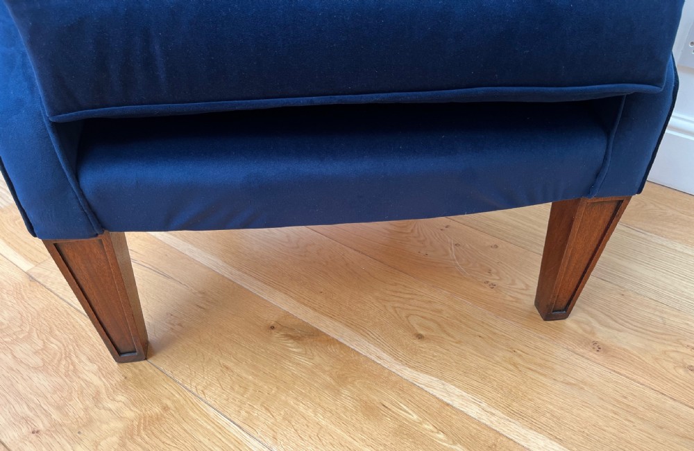 Restored & Re-upholstered Barrel Back Armchair & Stool View VIII
