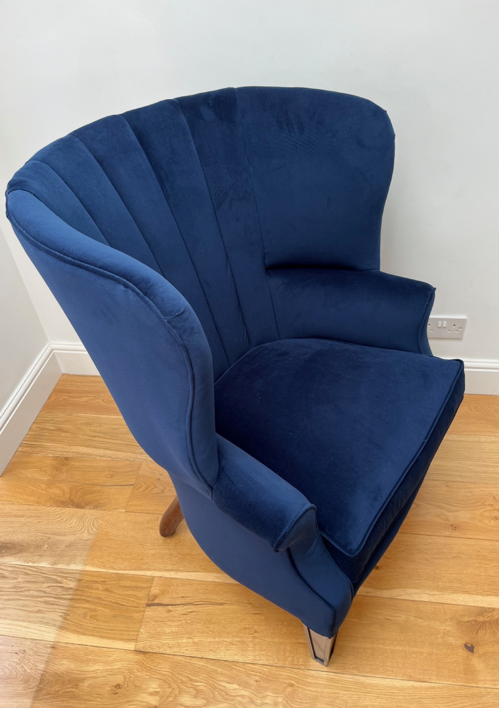 Restored & Re-upholstered Barrel Back Armchair & Stool View X