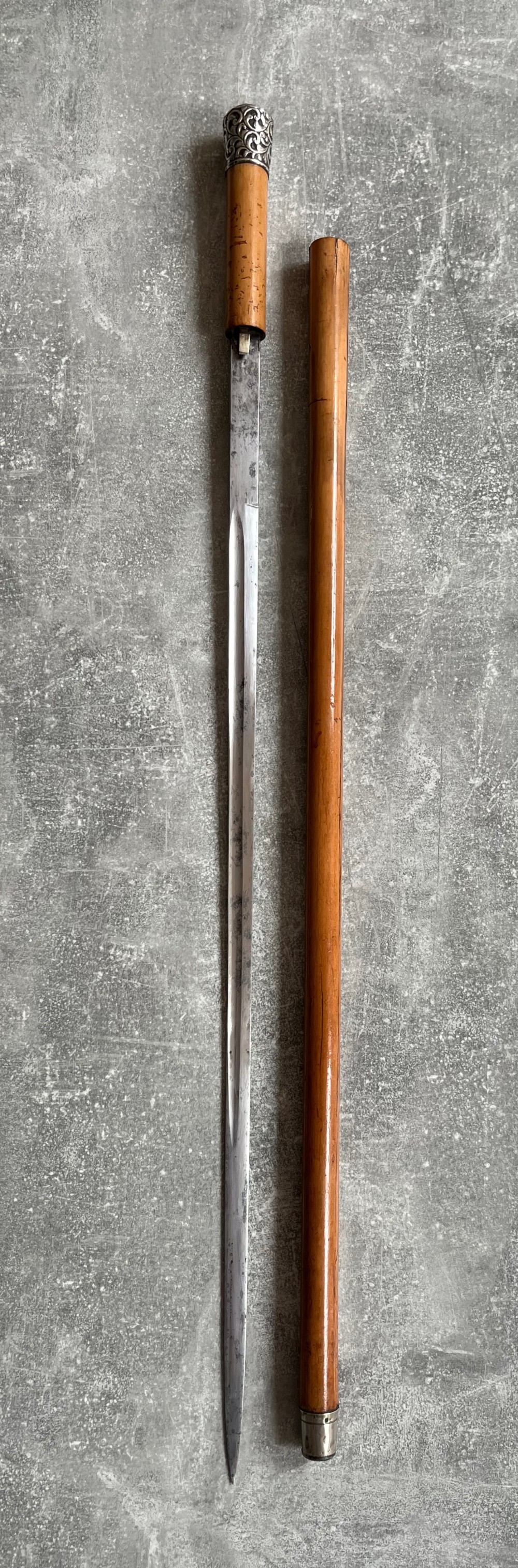 Malacca Sword Stick with Toledo Blade & Silver Knop