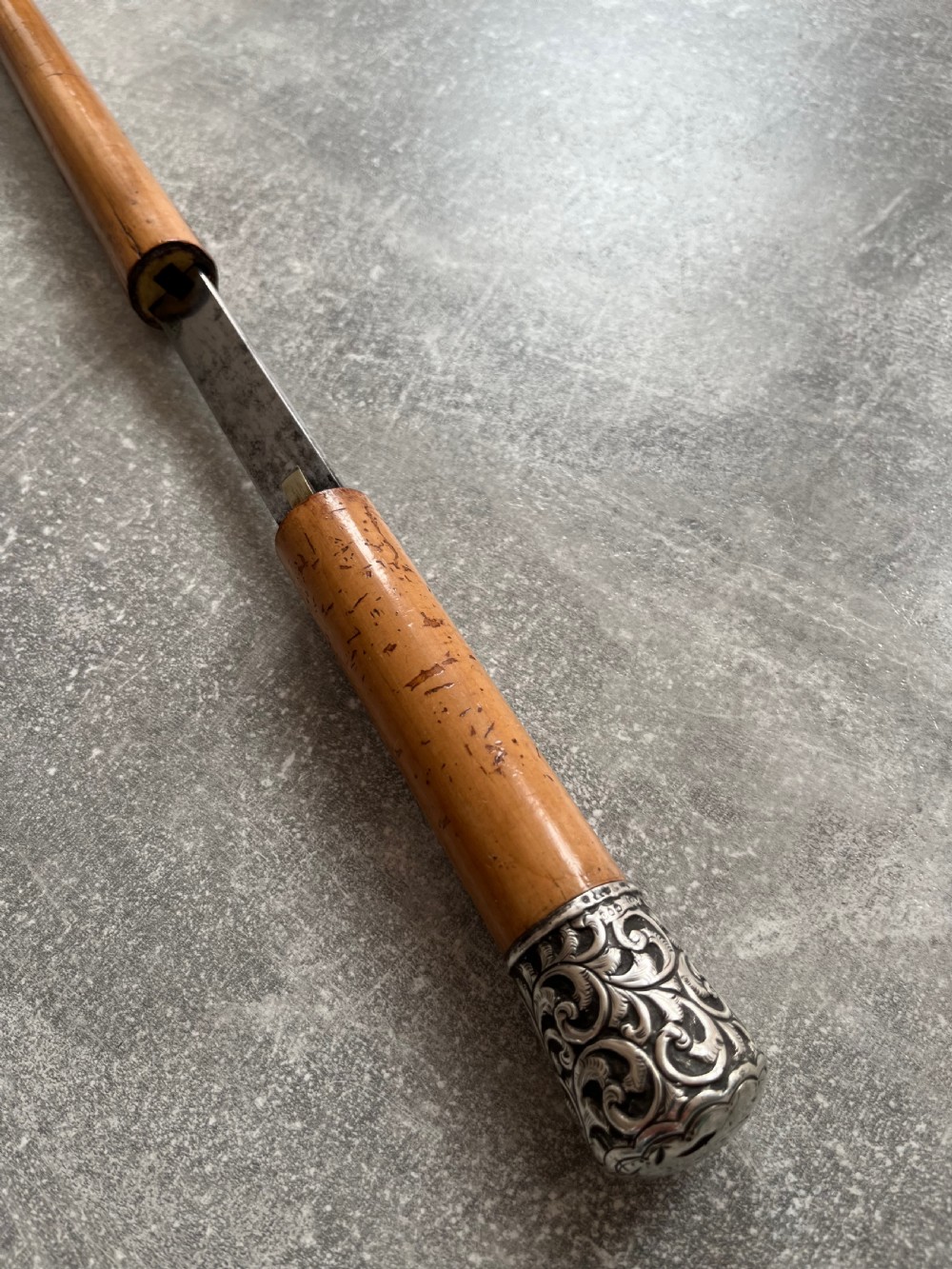 Malacca Sword Stick with Toledo Blade & Silver Knop View III