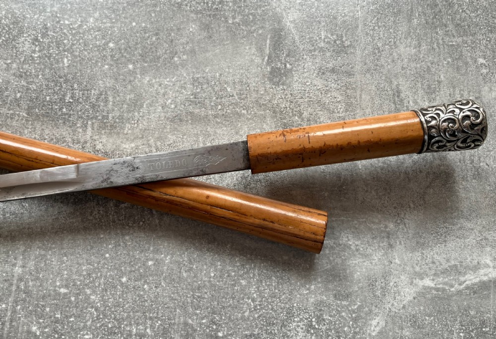 Malacca Sword Stick with Toledo Blade & Silver Knop View VIII