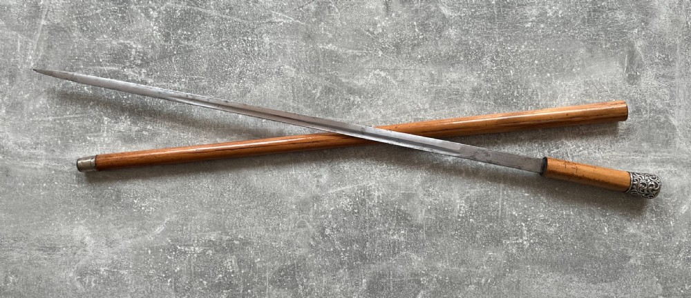 Malacca Sword Stick with Toledo Blade & Silver Knop View XII