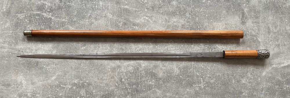 Malacca Sword Stick with Toledo Blade & Silver Knop View XIV