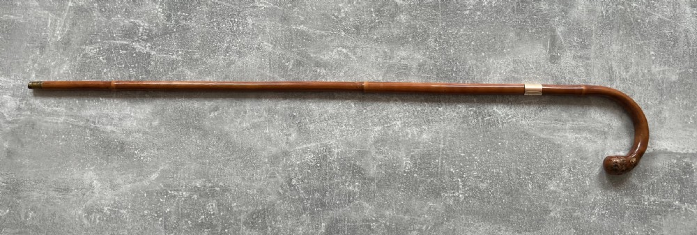 Large Crook Handled Bamboo Sword Stick by Brigg with Gold Collar View XI