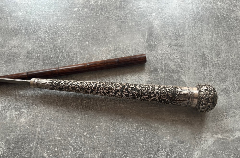 Ornate Silver Handled Palmwood Sword Stick View III