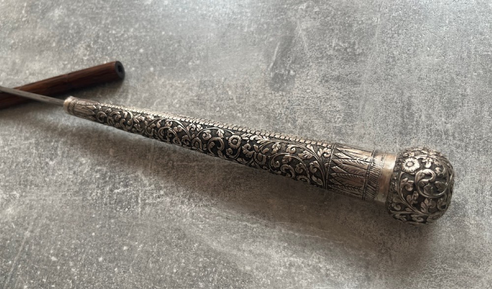 Ornate Silver Handled Palmwood Sword Stick View VI