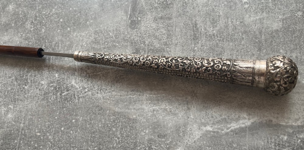 Ornate Silver Handled Palmwood Sword Stick View X