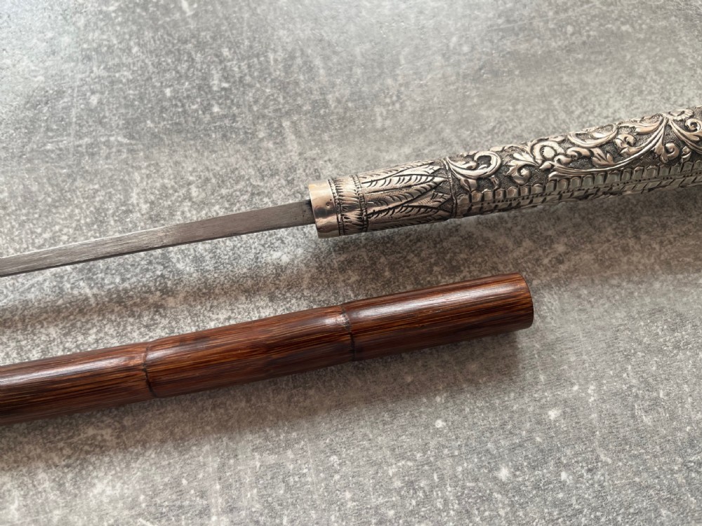Ornate Silver Handled Palmwood Sword Stick View XI