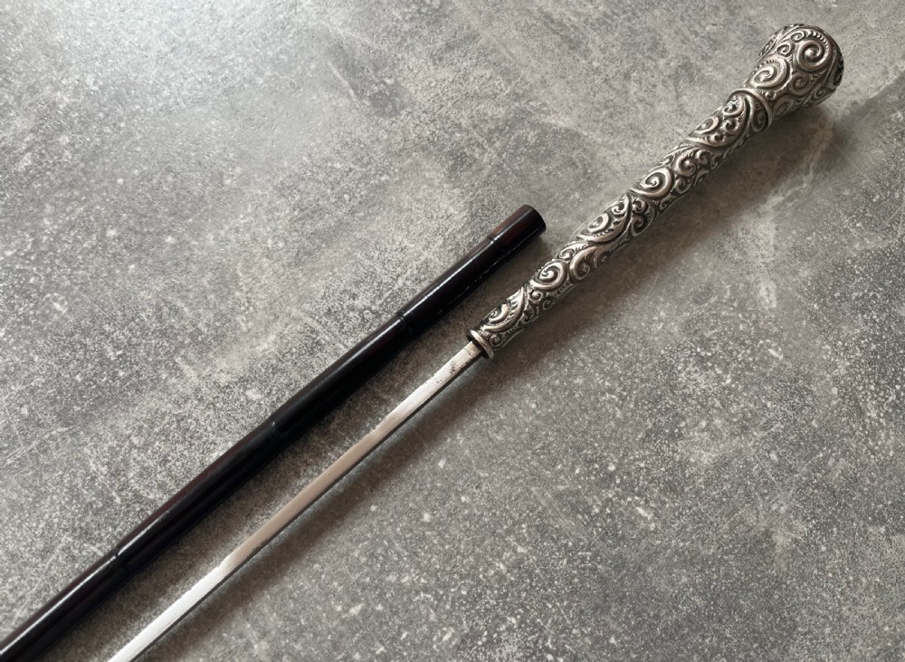Tall Silver Handled Palmwood Sword Stick View V