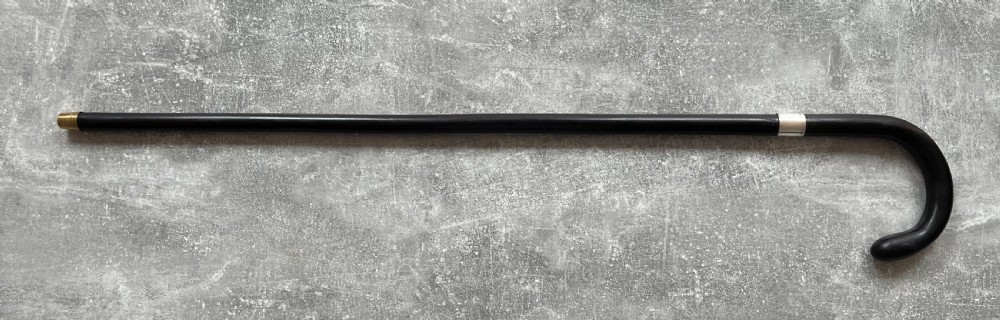 Crook Handled Malacca Sword Stick with Silver Mounts and a Toledo Blade View XV