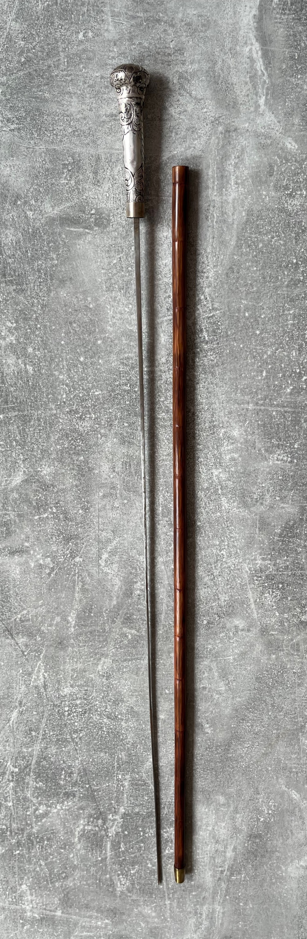 Indian Repousse Silver Handled Sword Stick