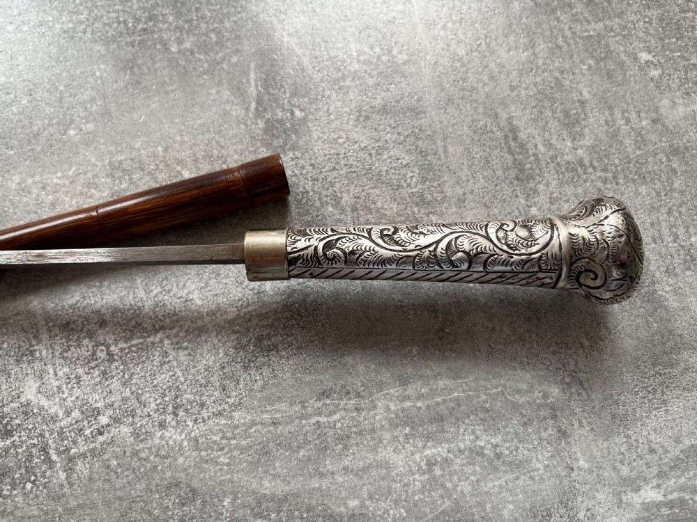 Indian Repousse Silver Handled Sword Stick View III