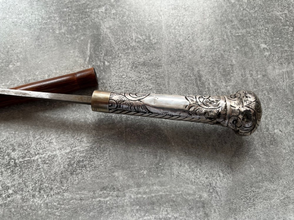 Indian Repousse Silver Handled Sword Stick View IV