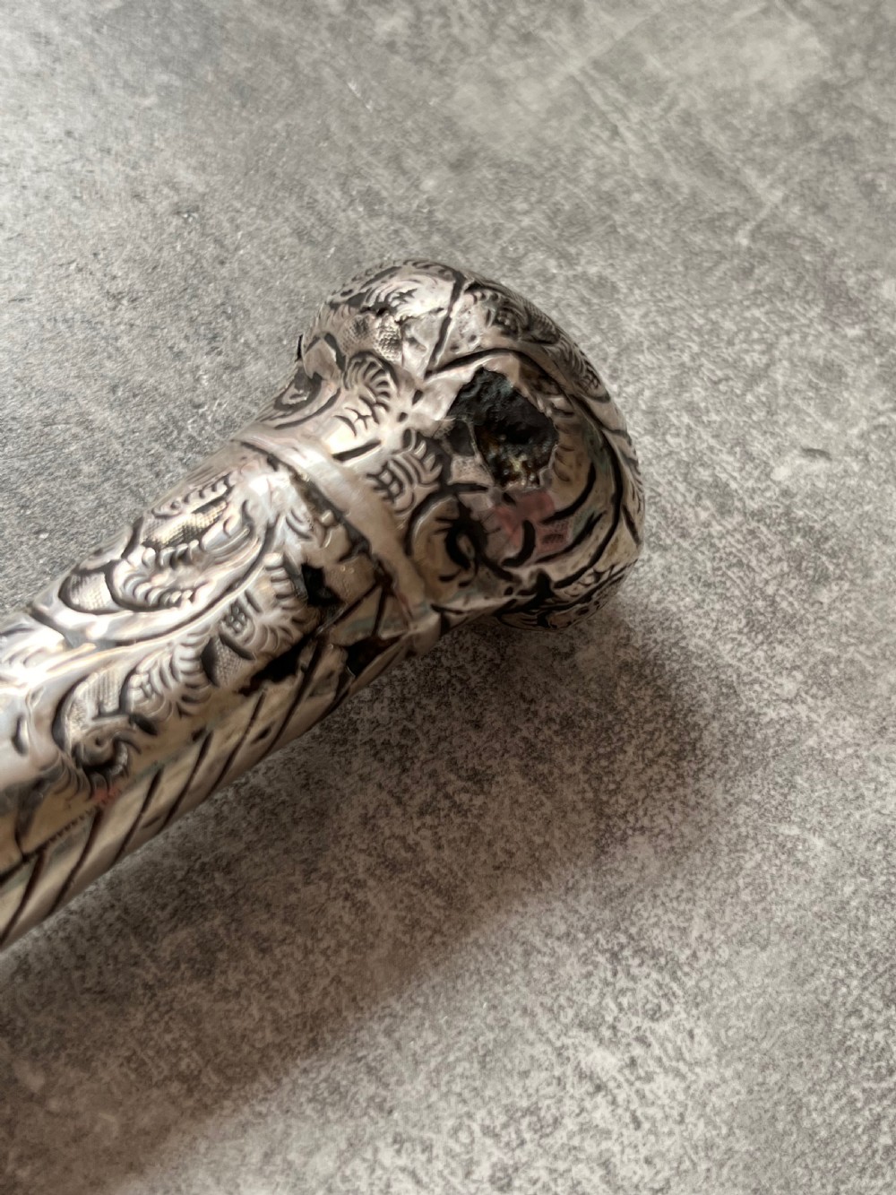 Indian Repousse Silver Handled Sword Stick View VI