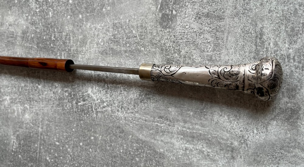 Indian Repousse Silver Handled Sword Stick View IX