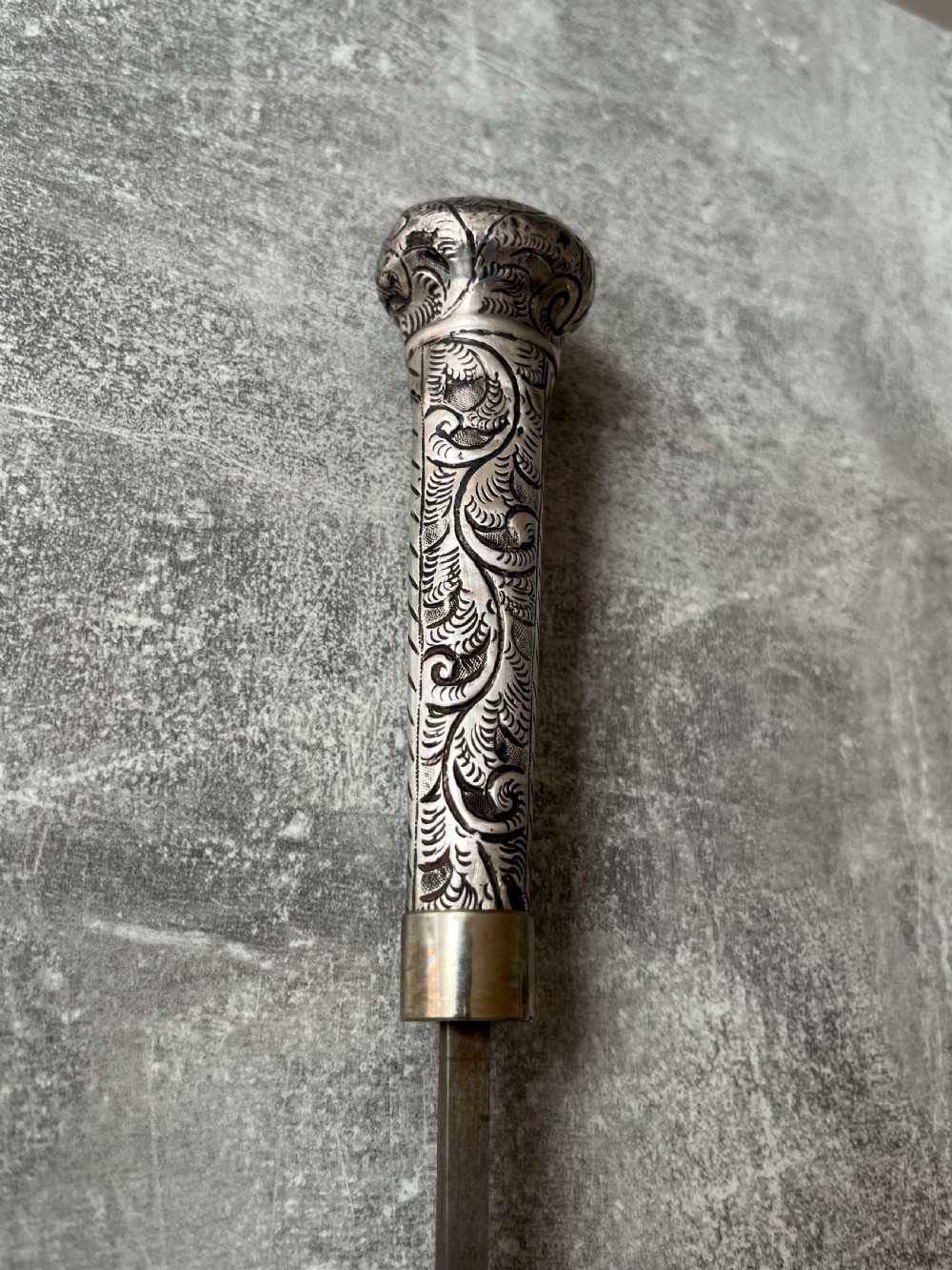 Indian Repousse Silver Handled Sword Stick View X