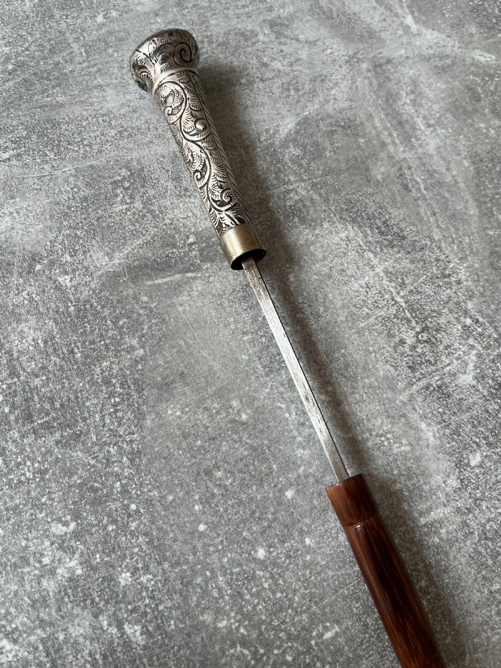 Indian Repousse Silver Handled Sword Stick View XI