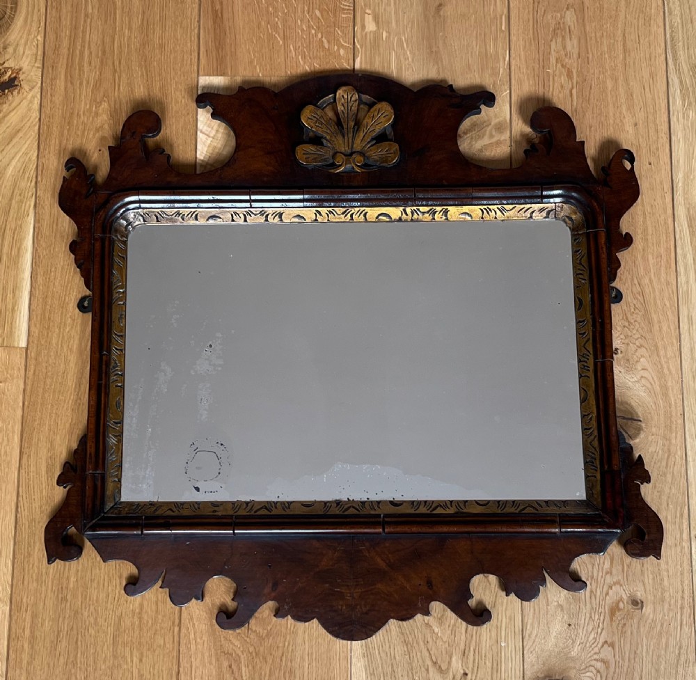 Georgian Walnut Fretwork Mirror